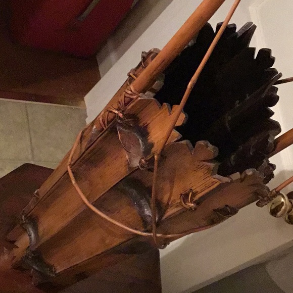 Vintage Handmade Bamboo umbrella cane basket stand